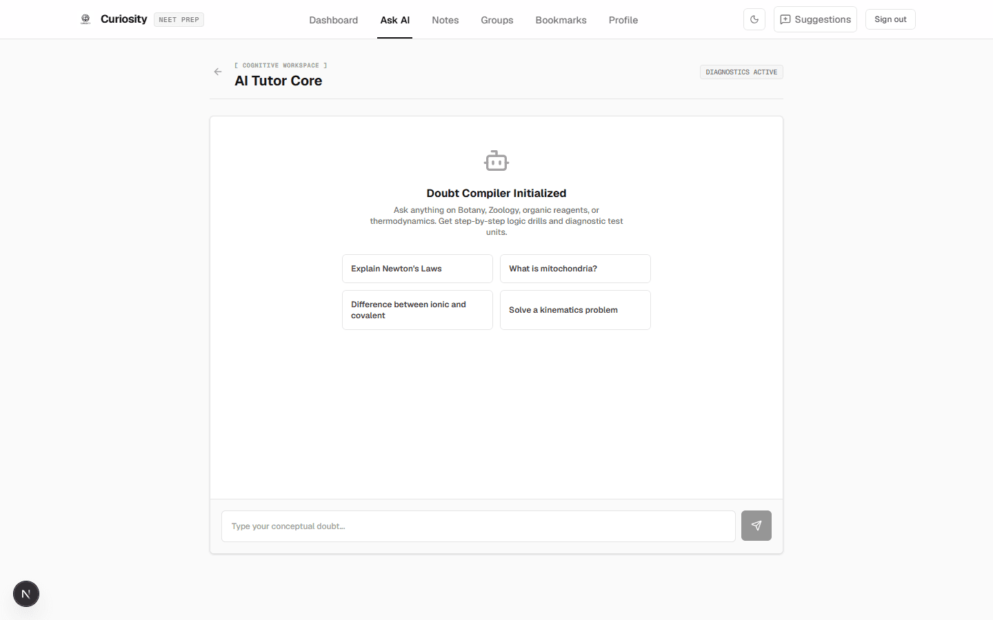 AI Doubt Solver Workspace Page